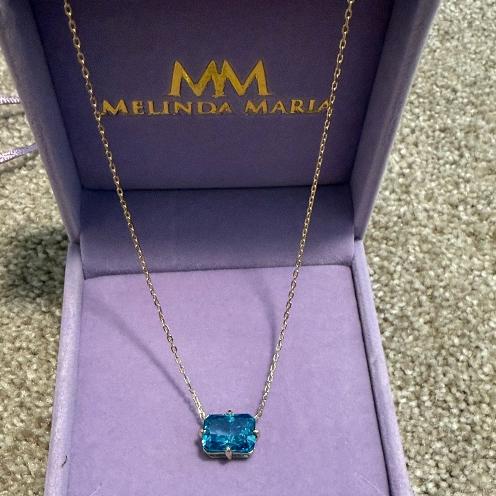 Melinda Maria Gold/Blue Topaz Necklace